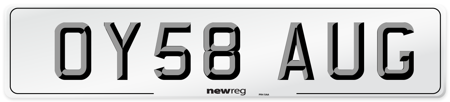OY58 AUG Number Plate from New Reg